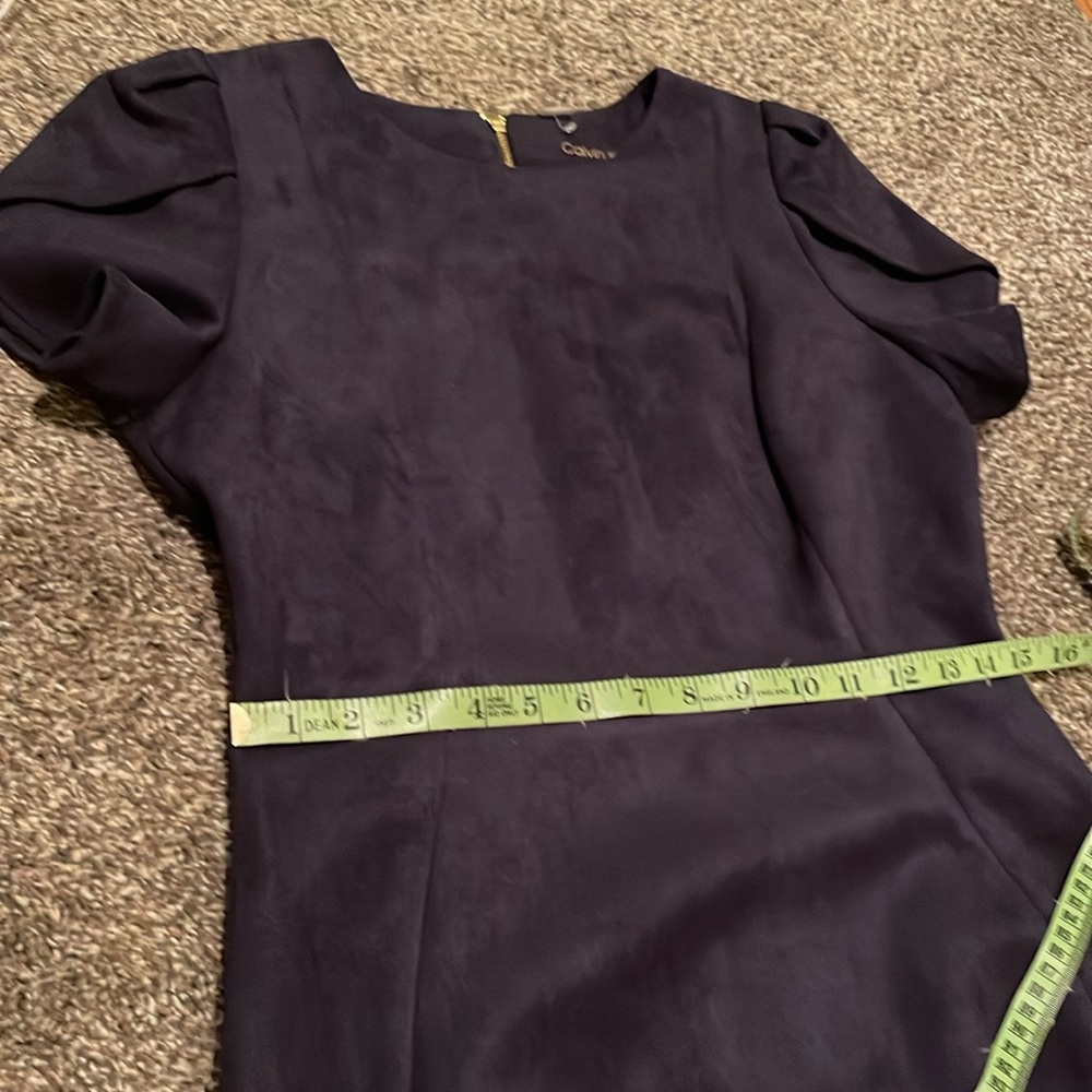 Calvin Klein women’s tulip sleeved suede navy above the knee sheath dress size 8 - Picture 11 of 11